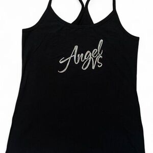 2013 VICTORIA’S SECRET • BLACK TANK TOP • GLITTER ANGEL VS • SIZE - XL • NWOT